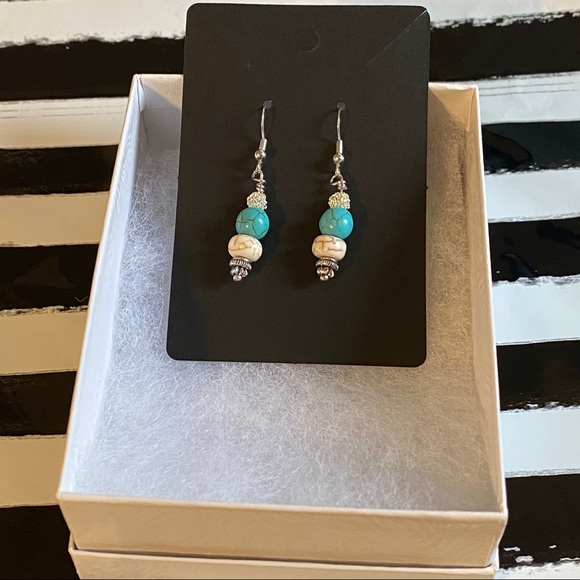 BOHO Shabby Chic Mixed Bead Silver Earrings - Picture 2 of 4